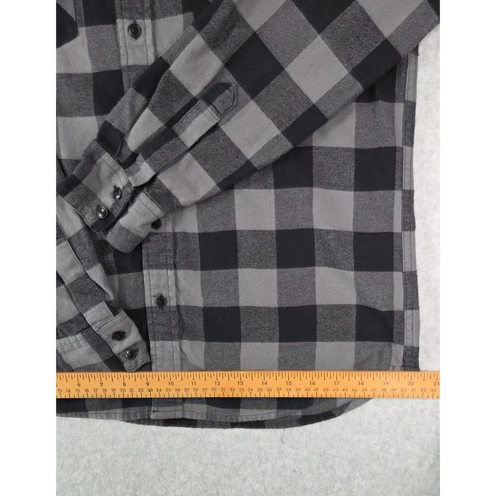 Levi's Men's Plaid Flannel Button Up Shirt Gray Black Buffalo Check Size S Small